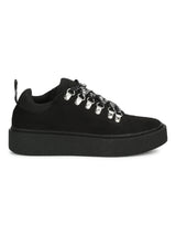 Black Suede Lace-Up Sneakers