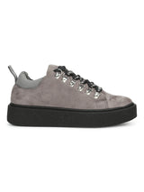 Grey Suede Lace-Up Sneakers