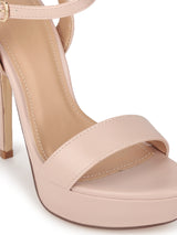 Nude PU High Platform Heels