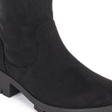 Black Over The Knee Chunky Flat Boots