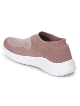 Peach Knitted Slip On Sneakers