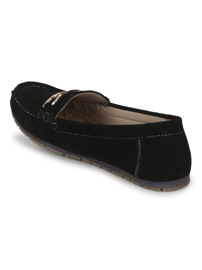 Black Micro Loafers With Chain