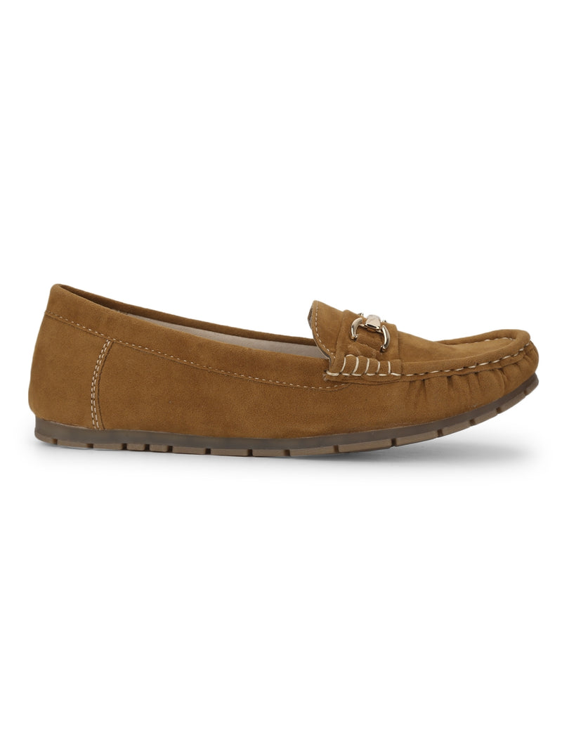 Tan Micro Loafers With Chain
