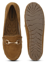 Tan Micro Loafers With Chain