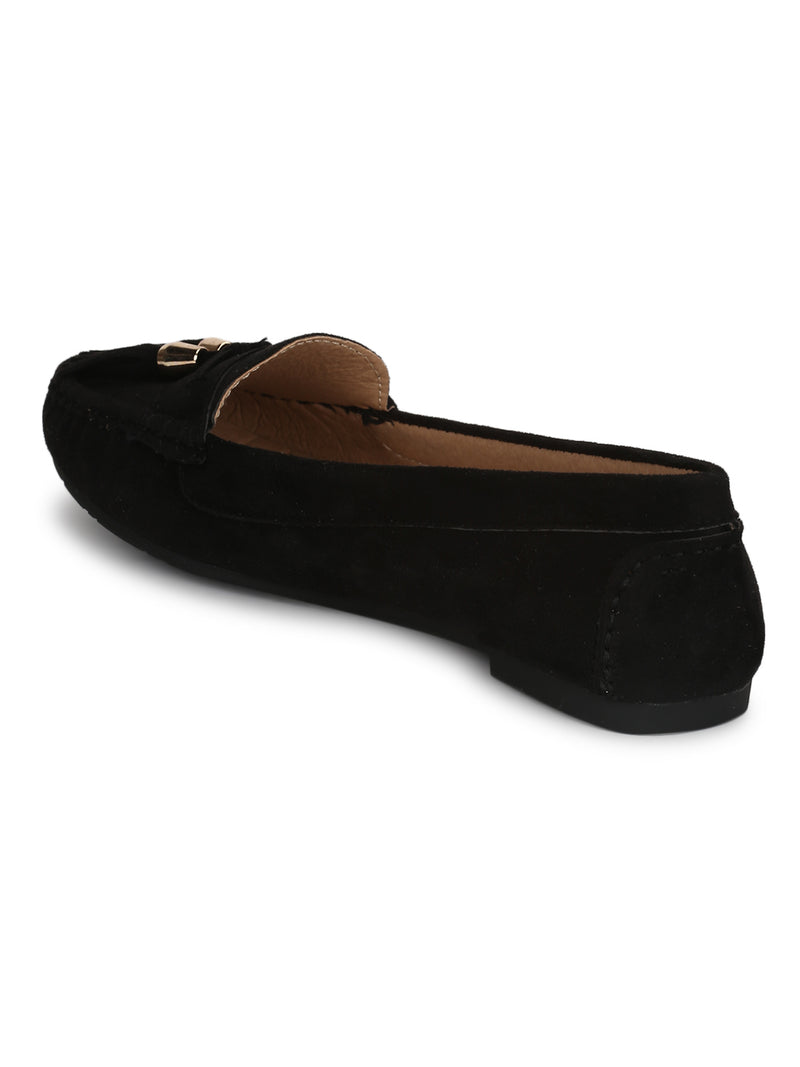 Black Micro Tassel Loafer Flats