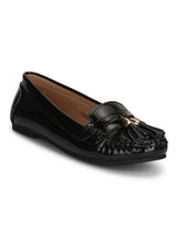 Black Patent Tassel Loafer Flats