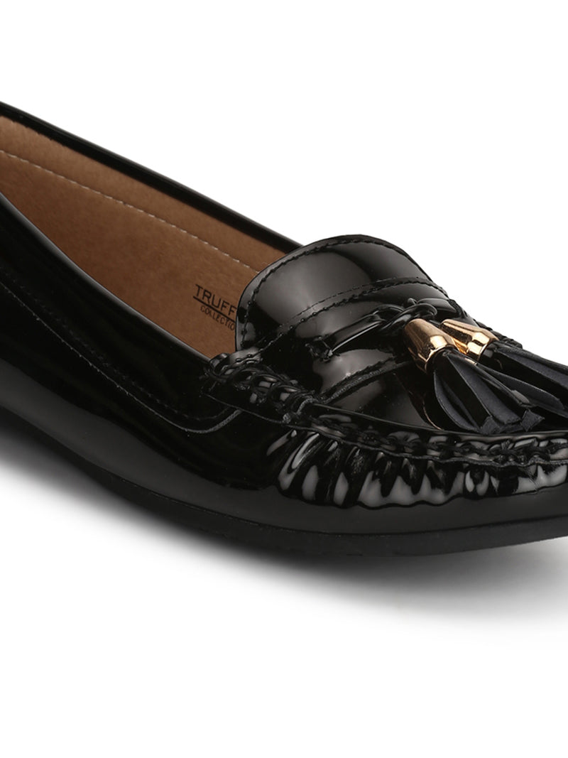 Black Patent Tassel Loafer Flats