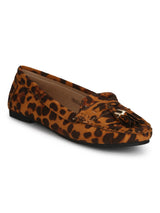 Leopard Micro Tassel Loafer Flats
