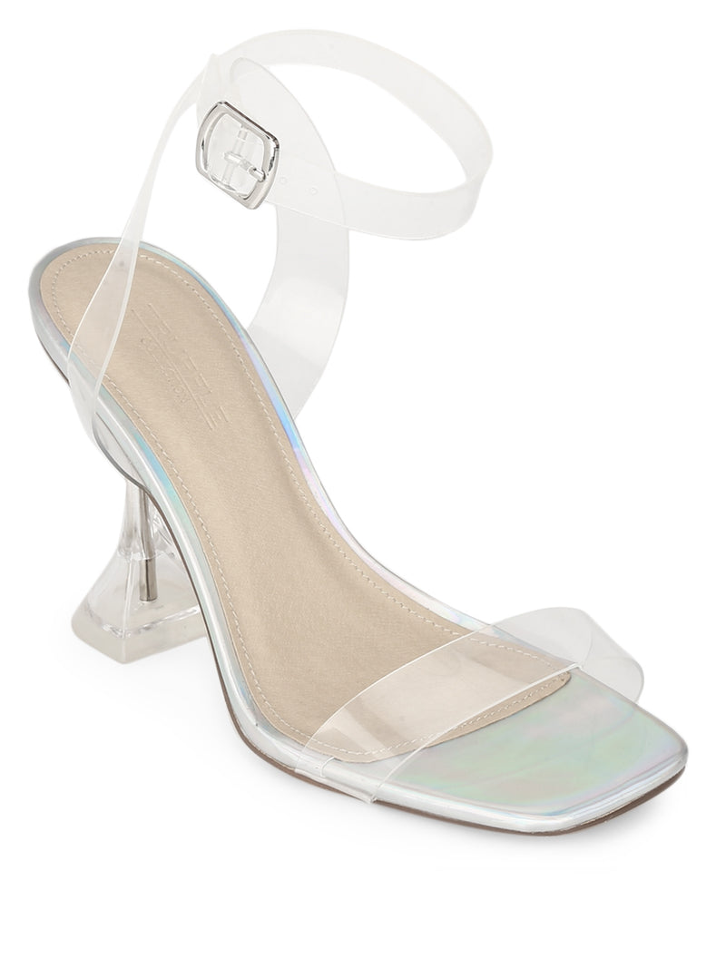 Silver Metallic PU iridescent Stiletto Heels
