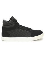Black PU High Top Lace-Up Men Sneakers