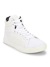 White PU High Top Lace-Up Men Sneakers