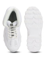 White PU Chunky Lace-Up Sneakers