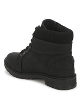 Black Nubuck Lace-Up Ankle Boots