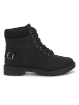 Black Nubuck Lace-Up Ankle Boots