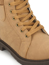 Tan Nubuck Lace-Up Ankle Boots
