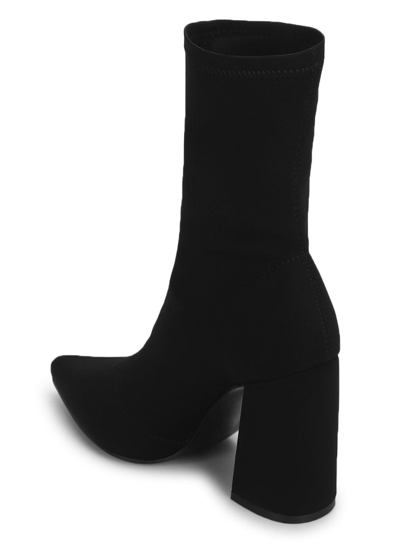 Black Lycra Sock Ankle Boots
