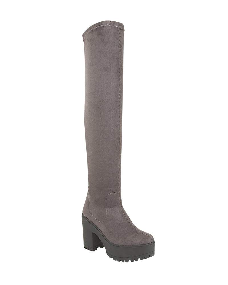 Grey Suedette Boots
