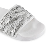 White Silver Sequined Sliders