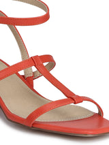 Orange PU Thin Strappy Ankle Strap Sandals