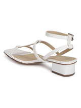 White PU Thin Strappy Ankle Strap Sandals