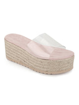 Perspex Woven PU Clear Slip On Wedges