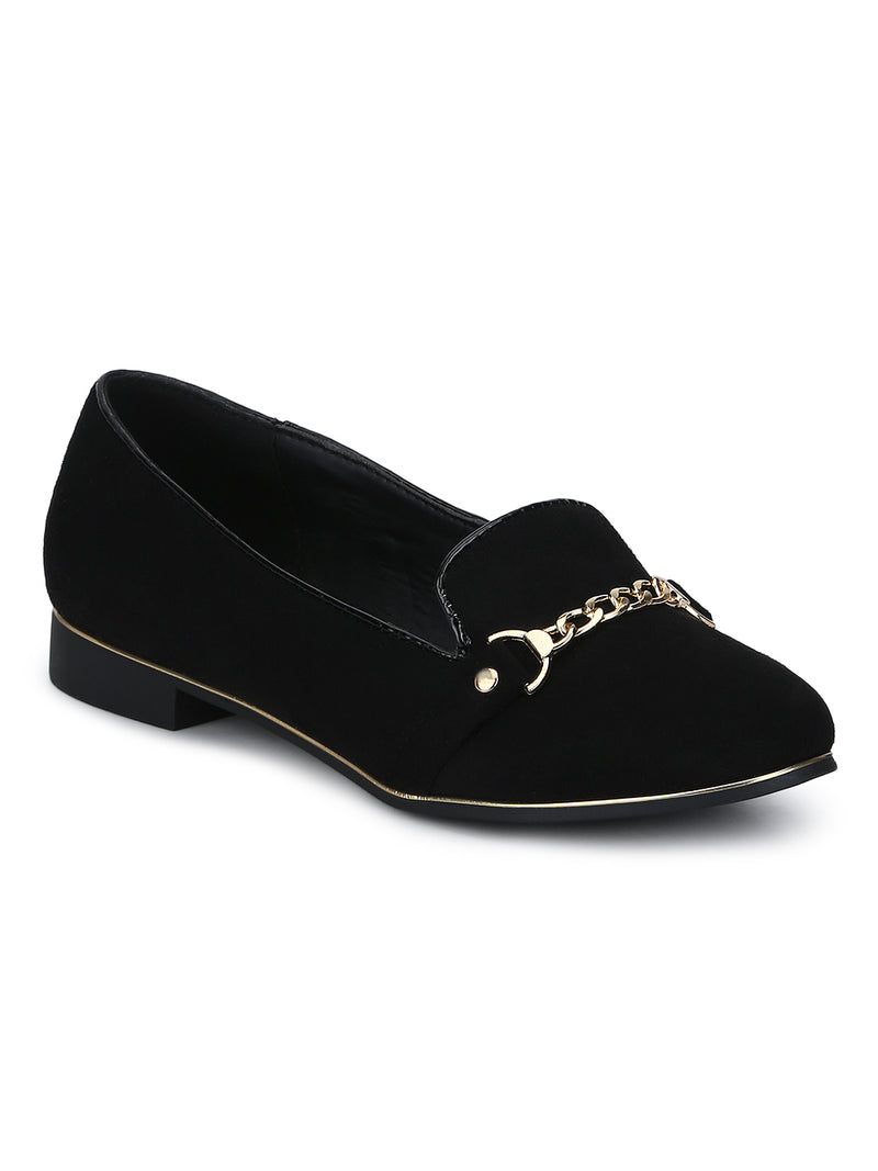 Black Micro Chained Belly Flats