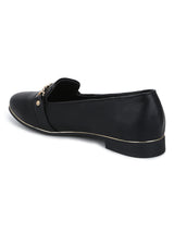 Black PU Chained Belly Flats