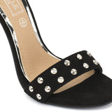 Black Suede Studded Stiletto High Heels