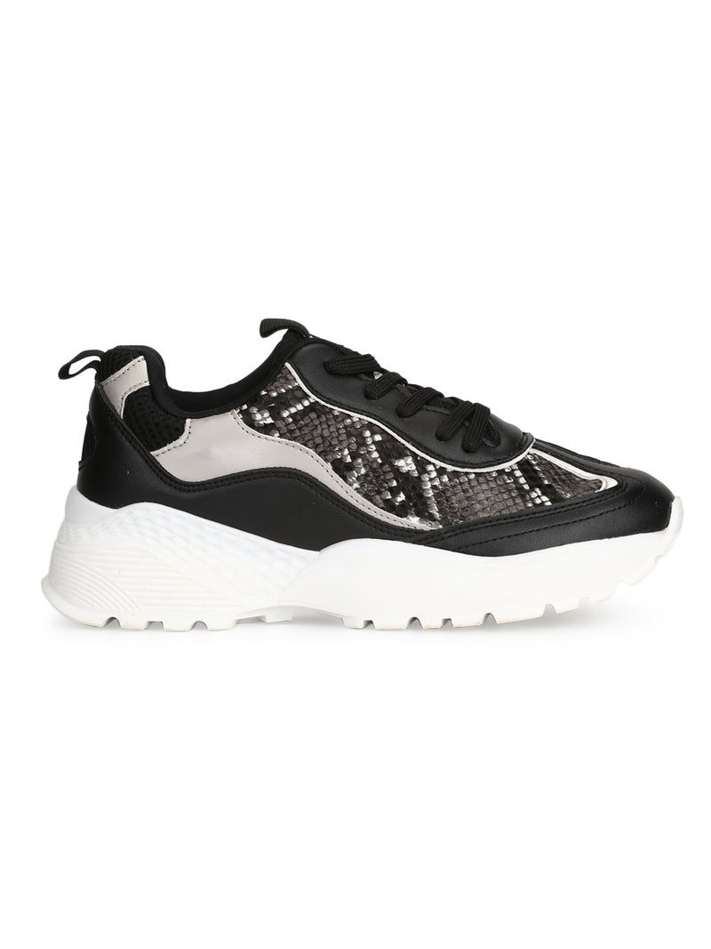 Black Snake Chunky Cleated Bottom Sneakers