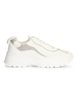 White Silver Chunky Cleated Bottom Sneakers