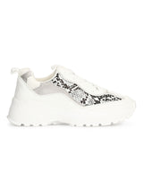 White Snake Chunky Cleated Bottom Sneakers