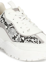 White Snake Chunky Cleated Bottom Sneakers