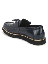 Navy Patent Cleated Bottom Tassel Men Loafers
