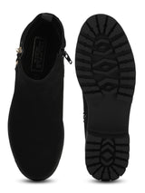 Black Micro Zip Minimal Heel Ankle Boots
