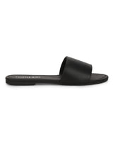 Black PU Slide on Flat Sandals