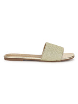 Gold Quilted PU Slide on Flat Sandals