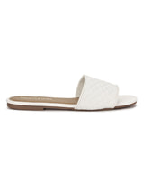 White Quilted PU Slide on Flat Sandals