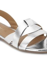 Silver PU Back Strap Flat Sandals
