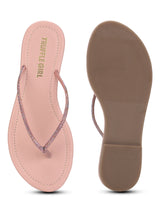 Embellished Nude PU Slip on Flat Sandals
