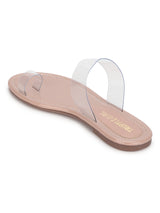 Beigh Perspex PU Clear Slip on Flat Sandals