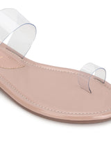 Beigh Perspex PU Clear Slip on Flat Sandals