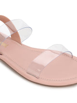 Pink Back Strap Perspex Clear Flat Sandals