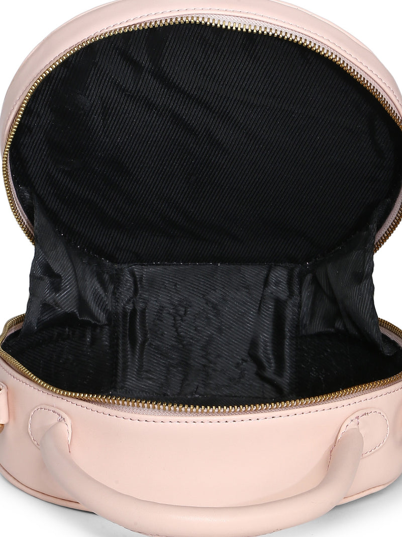 Round pink ocre sling bag