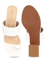 White Patent Textured Slip On Sandals