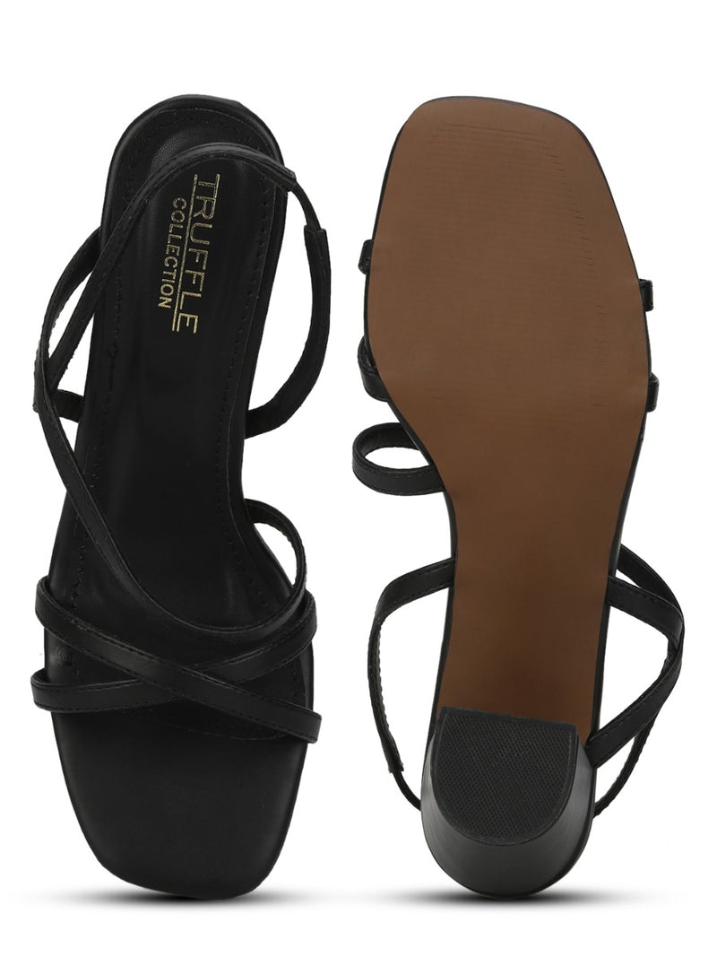 Buy Truffle Collection Nude PU Low Block Heel Sandals Online