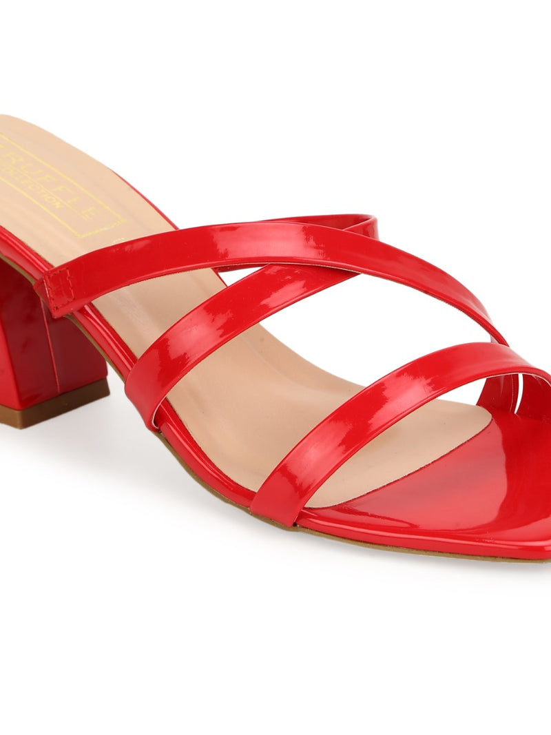 Red Patent Strappy Mules