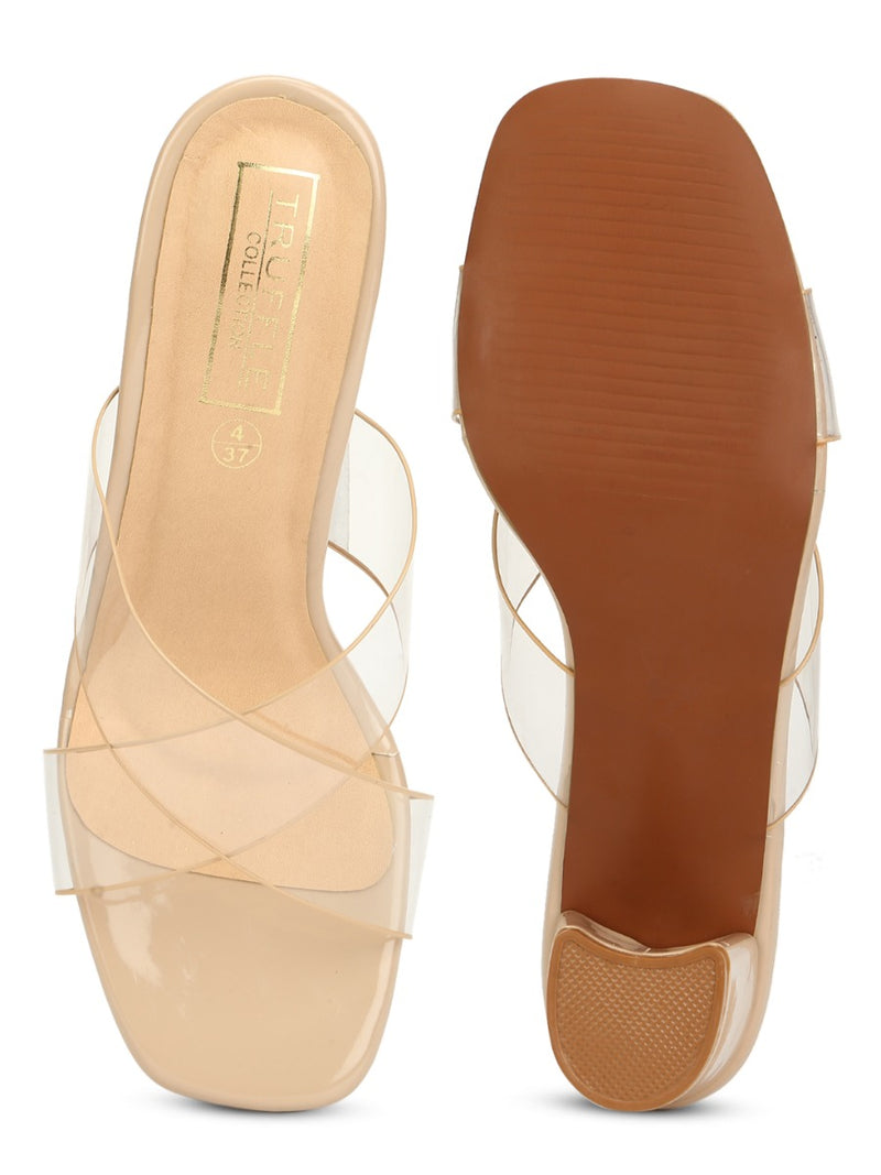 Nude Patent Perspex Clear Strap Mules