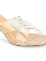 Nude Patent Perspex Clear Strap Mules