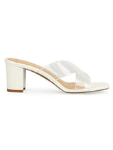 White Patent Perspex Clear Strap Mules