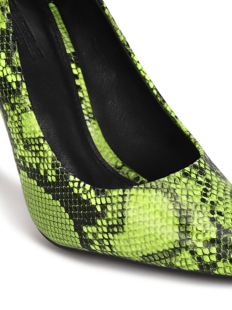 Green Snake Pattern High Heel Pumps